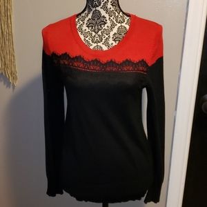 Red and black lace sweater - 349